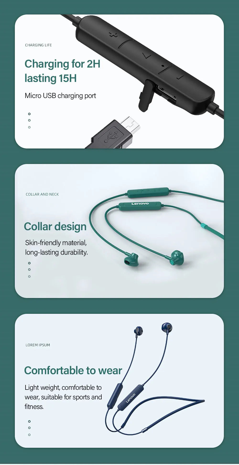 Lenovo Auriculares Deportivos Inalámbricos Sh1 Bluetooth 5.0