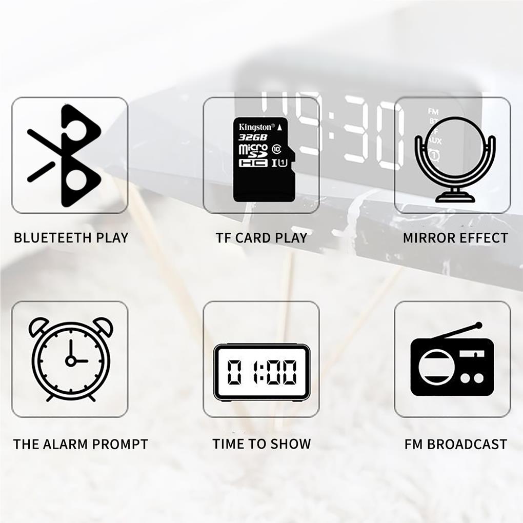 Radio reloj despertador Bluetooh Sd alarma dual recargable