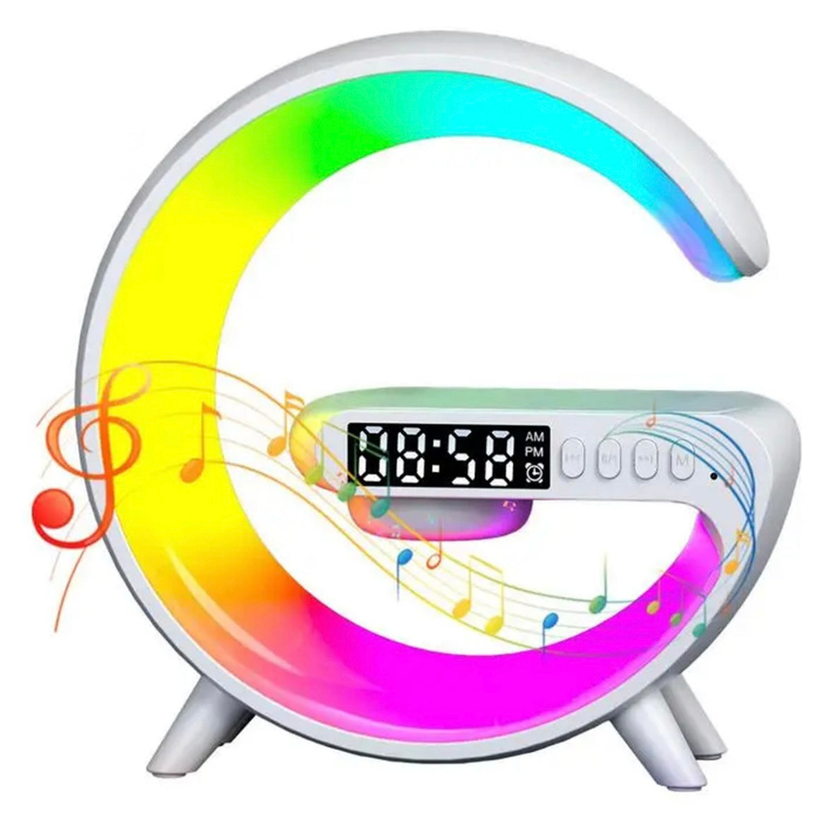 MINI Lampara Inteligente G Con Luces Rgb Bocina Cargador Inalámbrico De Carga Rápida Bluetooth