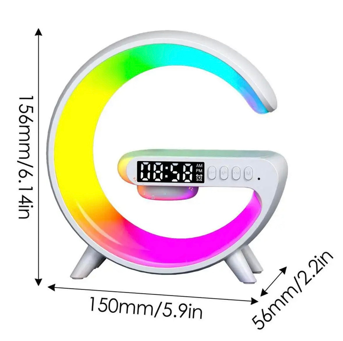 MINI Lampara Inteligente G Con Luces Rgb Bocina Cargador Inalámbrico De Carga Rápida Bluetooth